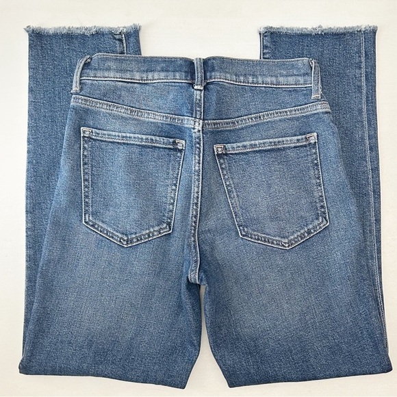 Banana Republic High Rise Straight Leg Jeans Distressed Raw Hem Blue Size 0/25 - Picture 12 of 14